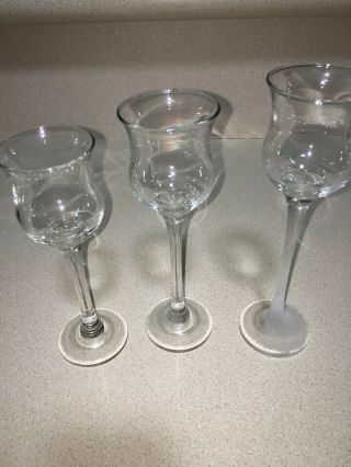 Partylite Frosted Iced Crystal Trio Set 3 Votive Tealight Candle Holders