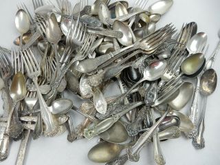 100 Fancy Silverplate Forks Spoons Flatware Vintage Silverware Craft Or Use