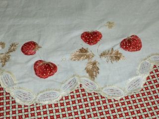 Antique Society Silk Doily Victorian Hand Embroidery Strawberries