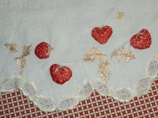 Antique Society Silk Doily Victorian Hand Embroidery STRAWBERRIES 3
