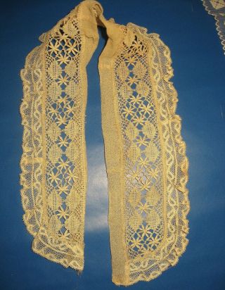 Antique Bobbin Lace Collar Victorian Hand Made Bobbin Lace Irish 19th C 1880s ?