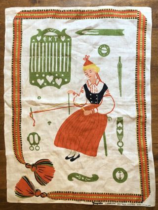 Vintage Tampella Eva Taimi Design Dish Tea Towel Hanging Made In Finland
