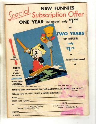 Funnies 101 VG Walter Lantz Dell Golden Age Comic Book Woody Woodpeck JL11 2