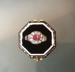 Vintage/antique 9ct Gold Ruby & Cz Stone Ring Quality Size I Stamped
