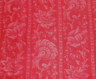 Antique French Deep Raspberry Pink Red Tone On Tone Floral Fabric