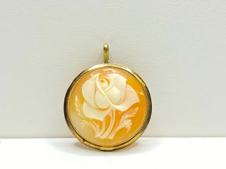 Antique Victorian 14k Yellow Gold Rose Cameo Pendant/brooch