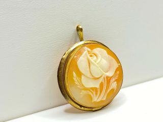 Antique Victorian 14k Yellow Gold Rose Cameo Pendant/Brooch 2
