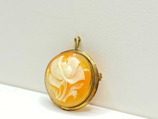 Antique Victorian 14k Yellow Gold Rose Cameo Pendant/Brooch 3