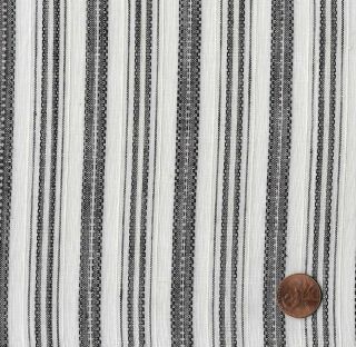 Antique Fabric 1880 - 1910 Woven Textured Black Stripe On White Background