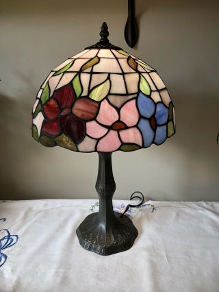 Vintage Dale Tiffany Table Lamp Flower With Berman Base Floral Design 20” Tall