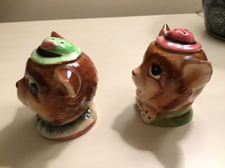 Vintage Anthropomorphic Cat Heads Salt And Pepper Shakers 2