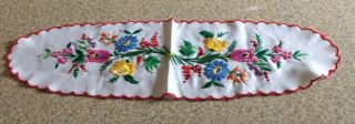 Hungarian Vintage Hand Embroidered Table Runner 54 X 18 Cms Exc.
