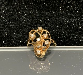 Antique Vintage 14k Yellow Gold Ring With Diamonds Weighs 4 Grams Sz 8.  25