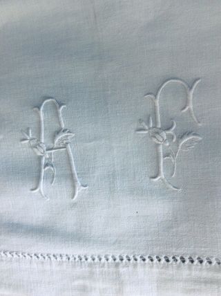 Large Antique French Metis Monogrammed Sheet In
