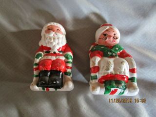 Christmas Salt And Pepper Shaker Santa & Mrs.  Claus In Chairs