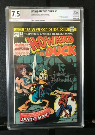 Marvel Howard The Duck 1 Signed By Frank Brunner,  Pgx 7.  5 Vf -,  Pgx