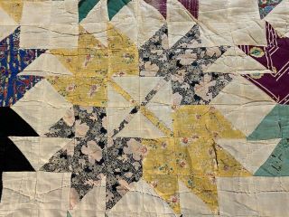 Wow Vintage Handmade Hand Quilted Feed Sack Maple Leaf Quilt 68 " X 87 " Restore