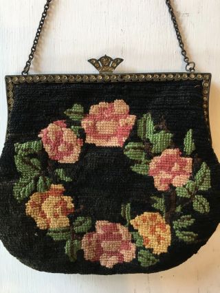 Vintage Hand Embroidered Purse Tapestry 2