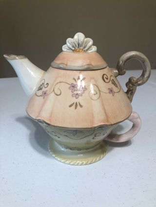 Tracy Porter Hand Painted Teapot And Tea Cup “tea For One”