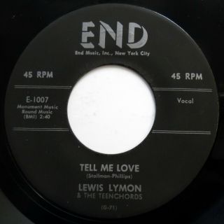 Lewis Lymon & Teenchords 45 Tell Me Love I Found Out Vg,  Doo Wop Reissue Mg714