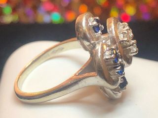 Vintage 14K White Gold Natural Sapphire and Diamond Ring 3