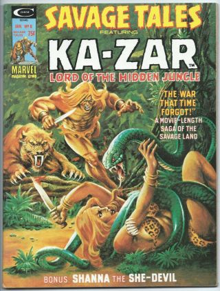 Savage Tales 8 Jan 1975 Nm 9.  4 Ka - Zar & Shanna The She - Devil Kane Buscema B/o