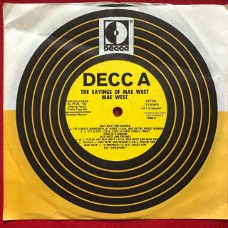 The Sayings Of Mae West Rare 7 " 33 Promo Sampler (1970) Decca 32738