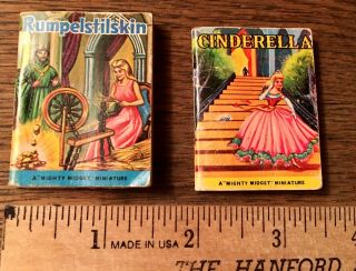 Two " Mighty Midget " Miniature Books Of Rumpelstilskin And Cinderella.  1.  5” X 2”
