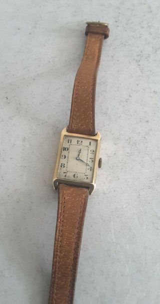 Vintage 9ct Solid Gold Case Gents Wristwatch W.  O.  Import.  Lon.  1925.