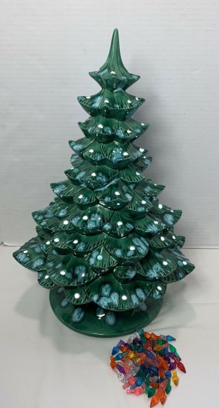 Large Vintage Arnel’s Mold Illuminated Ceramic Christmas Tree 18” Base