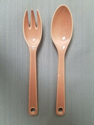 Vintage Russel Wright American Modern Fork & Spoon Coral Pink Mid Century
