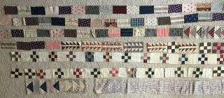 Antique Quilt Blocks In Strips C1880 - 1920 9 - Patch,  Bricks And Flying Geese