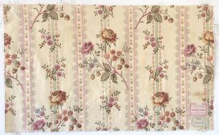 19th C.  French Printed Floral Cotton Fabric (2414)