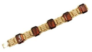 Vintage Signed Ledo (polcini) Goldtone Rhinestone Runway Statement Bracelet