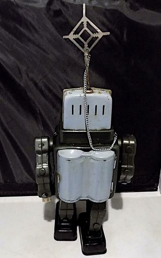 Vintage Tinplate Battery - Operated Television Spaceman Robot,  Alps Japan As Found 3
