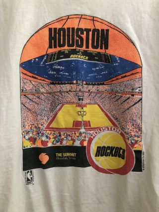 Houston Rockets Vtg 1991 The Summit Arena Single - Stitched Nba Shirt M/l