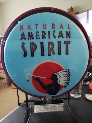 Vintage Natural American Spirit Neon Sign Standable & Hanging 15x17.  5 Evertron