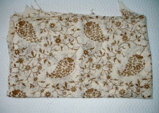 1,  Yards C.  1920 Printed Cotton Gauze Fabric,  Brown Art - Deco Floral,  Antique