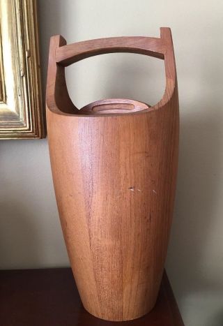 Vintage Dansk Quistgaard Staved Teak Ice Bucket Danish Modern 15.  5 " Tall