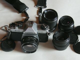 Vintage Asahi Pentax Se K1000 35mm Camera,  4 Lenses,