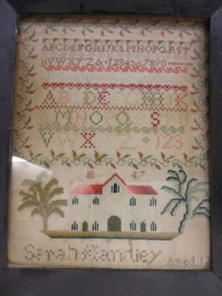 Antique Victorian Alphabet Embroidery Sampler By Sarah Handle Aged 12 Dated 1847