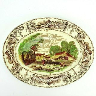 Vintage Royal Staffordshire Clarice Cliff Large Oval Platter Rural Scenes