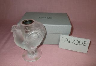 Vintage Lalique France Crystal Art Glass Bougeoir Rooster Candle Holder Stick 4 "