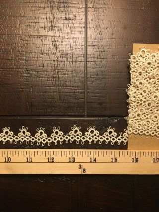 4 Yards Off White / Ivory Handmade Tatted Lace Trim Edging