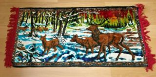 Vintage Wall Tapestry Wildlife Deer Does & Buck 39 " 20 "