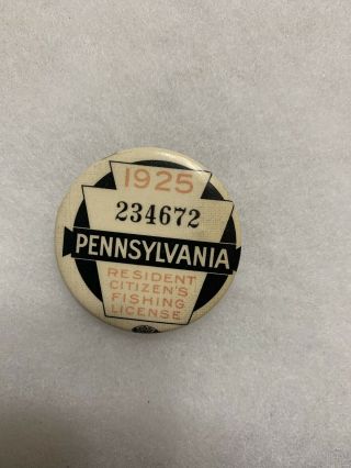 1925 Pa Pennsylvania Fishing License