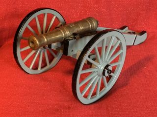 Large Vintage Brass Bronze “old Betsy” Metal Cannon Model W/ Aluminum Carriage