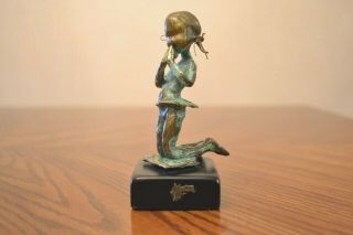 Vintage Malcolm Moran Bronze Sculpture - Praying Girl 1972 Signed