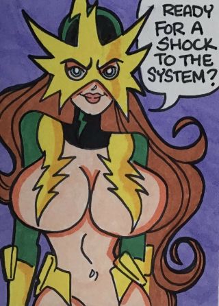 Jim8ball 6731 Shock To The System Sexy Comic Art Sketch Card