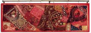 60 " Red Handcrafted Art Sari Beaded Sequin Vintage Decor Wall Hanging Tapestry